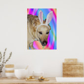 Grappige Duitse Herder Hond & Paashaas Ooren Poster (Keuken)