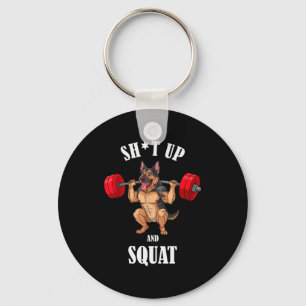 Grappige Duitse Herders Fitness Squat Workout Wei Sleutelhanger