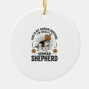 Grappige Duitse Herders Halloween Kostuum Hondenon Keramisch Ornament