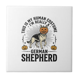 Grappige Duitse Herders Halloween Kostuum Hondenon Tegeltje