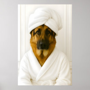 Grappige Duitse Herdersbadkamerprint, Duits Poster