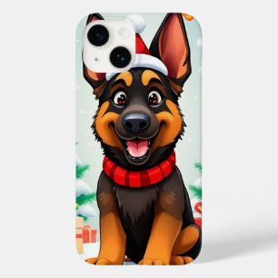 Grappige Duitse Herdershond Festive Kerstmis Case-Mate iPhone 14 Hoesje