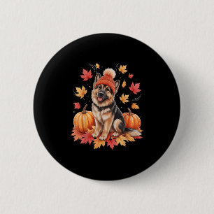 Grappige Duitse Herdershond Herfst Herenfst Blader Ronde Button 5,7 Cm
