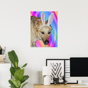 Grappige Duitse Herdershond & Paashaas Oren Poster