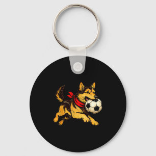 Grappige Duitse Herdershond Speelt Voetbalwedstrij Sleutelhanger
