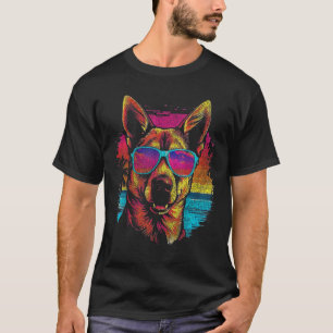 Grappige Duitse Herdershond Zomer Vakantie Tropisc T-shirt