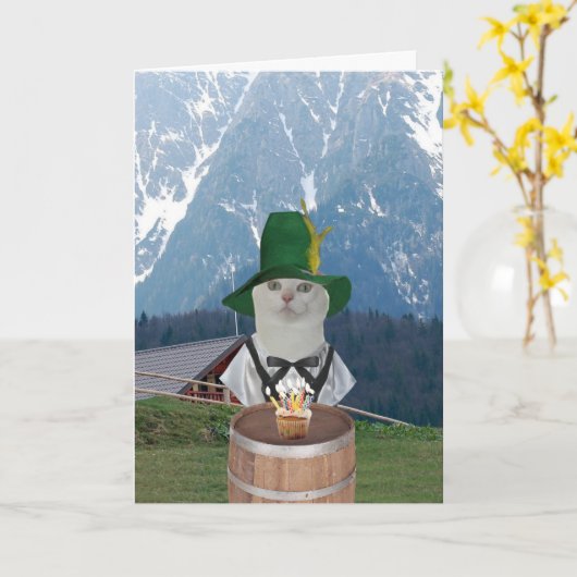 grappige Duitse kat Kaart (Gele Bloem)