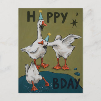 Grappige Dwaas Gans Verjaardagsfeesthoeden Briefkaart