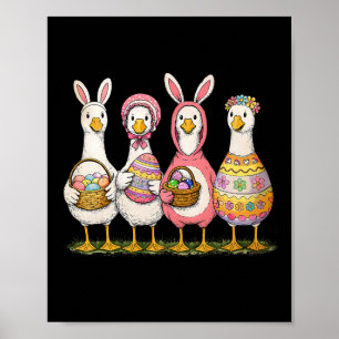 Grappige Dwaze Gans Konijn Eieren Gelukkig Pasen T Poster