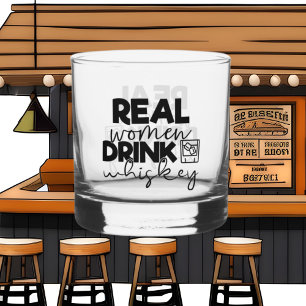 Grappige echte vrouwen drink woord kunst whisky glas