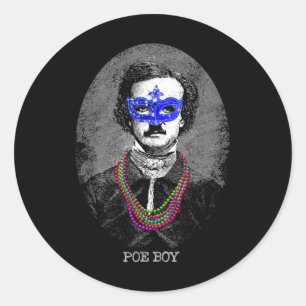 Grappige Edgar Allan Poe Mardi Gras Mashup  Ronde Sticker
