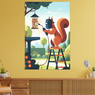 Grappige eekhoorn canvas afdruk