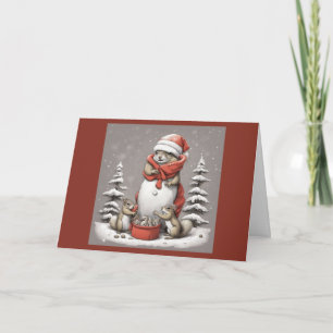 Grappige eekhoorns spelen in de sneeuw met Kerstma Feestdagen Kaart