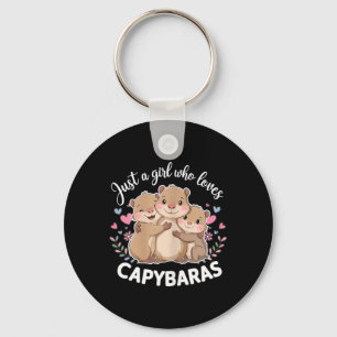Grappige Een Meisje Dat Van Capybaras Houdt Cool C Sleutelhanger