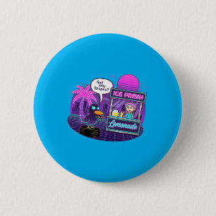 Grappige eend bij limonadestand vraagt geld ronde button 5,7 cm