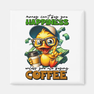 Grappige eend dragen bril koffie bijschrift citaat magneet