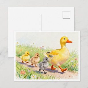 Grappige eend en eendjes briefkaart