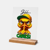 Grappige eend geeft woord kunst acryl bord (Hoek)