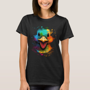 Grappige eend gezicht schattig kleurrijk gelukkig  t-shirt