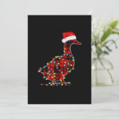 Grappige Eend Kerst Licht Rode Geruite Bijpassende Feestdagenkaart (Staand voorkant)