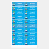 Grappige eend met paraplu gepersonaliseerde cartoo labels (Vel)