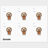 Grappige eend met pretzel cadeauverpakking sticker (Vel)