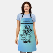 Grappige eend met "Shhh No One Cares" Quote Schort (Gedragen)