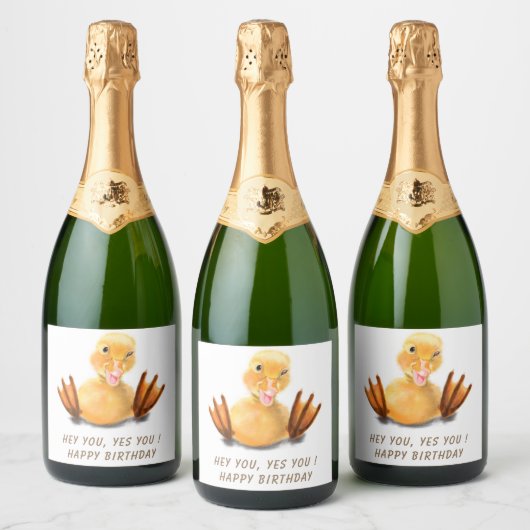 Grappige eend mousserende wijn Verjaardag etikette Sparkling Wijnetiket (Flessen)