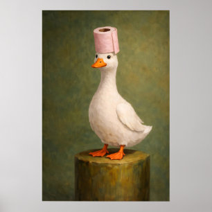 Grappige Eend Toiletpapier Hoed Print, Grappige Ba Poster