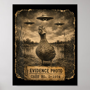 Grappige eend ufo bewijs foto alien humor poster