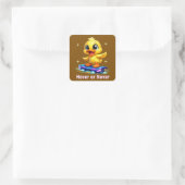 grappige eend vierkante sticker (Tas)