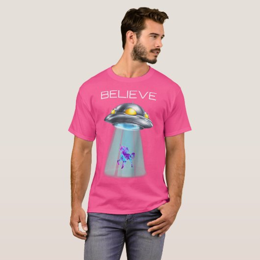 Grappige Eenhoorn Alien Abduction Geeky UFO Baseba T-shirt (Voorkant volledig)