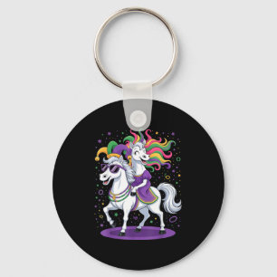 Grappige Eenhoorn die op een Paard Rijdt Nar Hoed Sleutelhanger