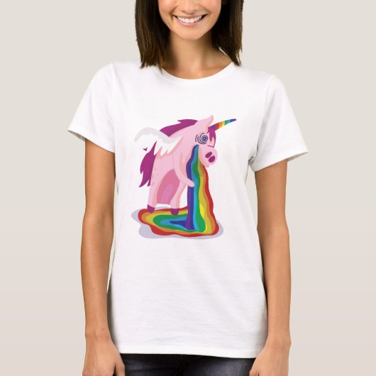 Grappige Eenhoorn die Regenbogen Braakt Grappig Ni T-shirt (Voorkant)
