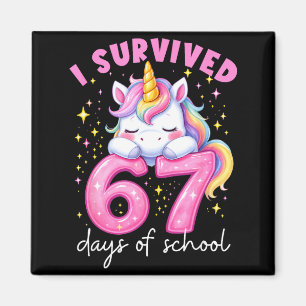 Grappige Eenhoorn Ik Heb 67 Dagen School Overleefd Magneet