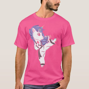 Grappige eenhoorn karate meisje in taekwondo krijg t-shirt