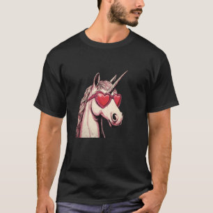 Grappige Eenhoorn met Hart Zonnebril voor Valentij T-shirt