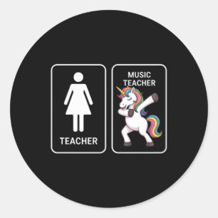 Grappige Eenhoorn Muziekleraar Ronde Sticker