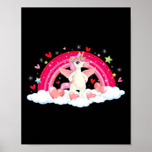 Grappige Eenhoorn Regenboog Harten Sterren Gelukki Poster