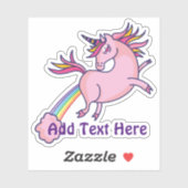Grappige eenhoorn scheten regenbogen tekst toevoeg sticker (Vel)