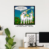 Grappige eenhoorn vader/zoon poster over de band (Thuiskantoor)