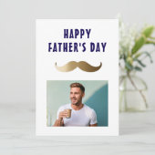 Grappige eenvoudige snor Happy Vaderdag Foto Kaart (Staand voorkant)
