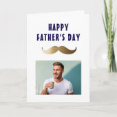 Grappige eenvoudige snor Happy Vaderdag Foto Kaart (Voorkant)