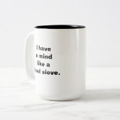 Grappige eenvoudige typografie sarcastisch tweekleurige koffiemok (Voorkant links)