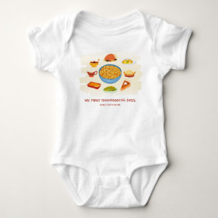 Grappige Eerste Thanksgiving Eten Persoonlijk Romper