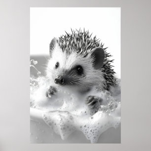Grappige egel bubbelbad print, badkamer dier poster