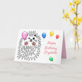 Grappige egel. Happy Birthday  Kaart (Gele Bloem)