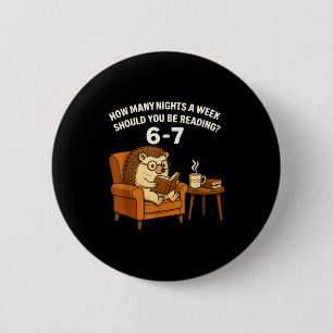Grappige Egel Leest Boek 67 Zes Zeven Meme Ronde Button 5,7 Cm