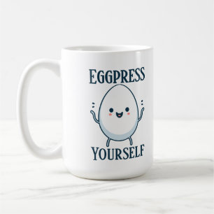 Grappige "Eggpress Yourself" aangepaste naam Koffiemok