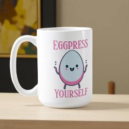 Grappige "Eggpress Yourself" aangepaste naam Koffiemok